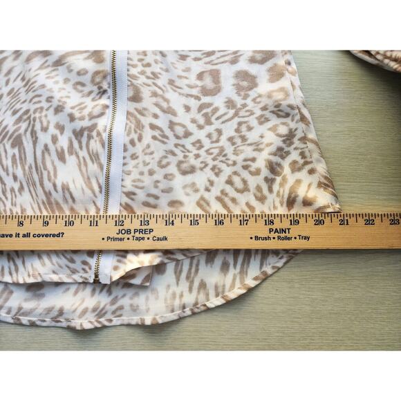 TOP/BLOUSE-CALVIN KLEIN-Gold-Cream-Front Diagonal Gold Zipper-Sleeve Roll Tab-SM - Picture 9 of 12